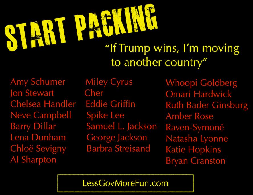 LessGovMoreFun's tweet photo. . Moving Party on Today--> Think these anti-Americans will keep their word?
#LNYHBT
#Hollywood
'If Trump wins, I'm moving"
#America https://t.co/CNYk0fGSbb