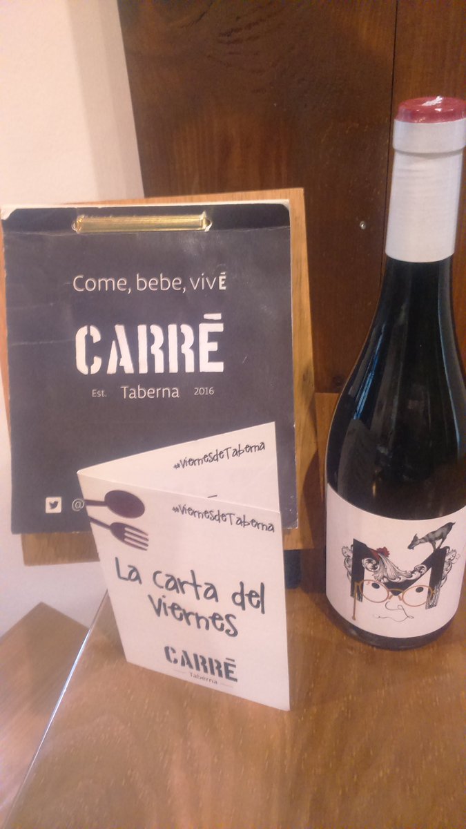 TabernaCarre's tweet photo. Ya llegó el #viernesdetaberna en #taberna Carré!! Esta semana el vino recomendado es El Moreno de @bodegamil300! #comebebevive  #FelizFinde https://t.co/DCUZrNMiIg