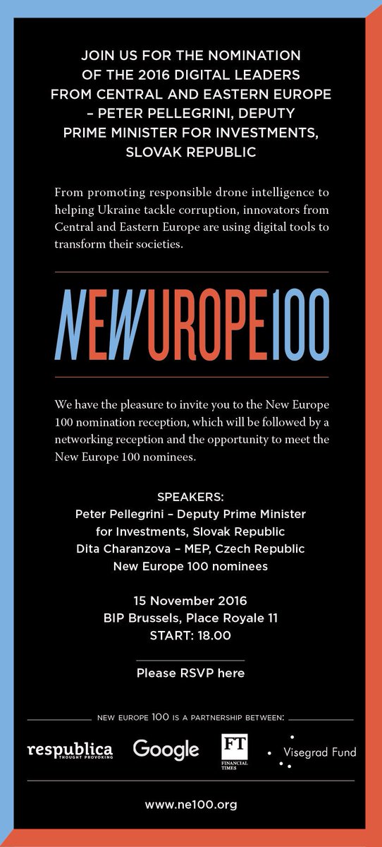NewEurope100's tweet photo. Join us in #Brussels on November 15 #innovation #startups https://t.co/8vbrHQls4o