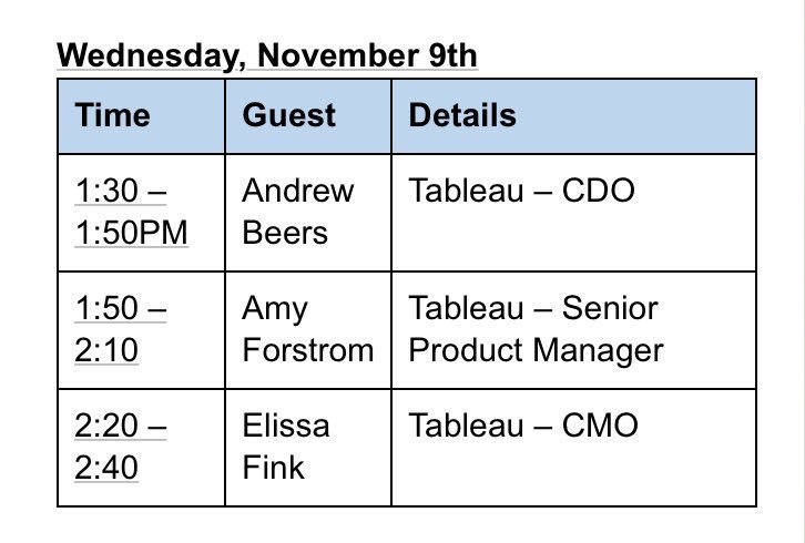 Here's today's #tableau #data16 podcast schedule!