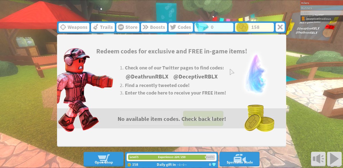 death run codes 2018 roblox