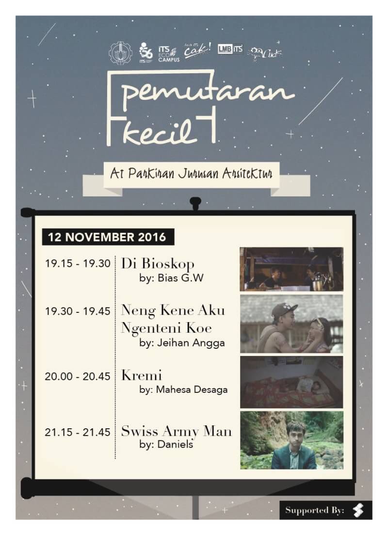 FilmKremi's tweet photo. Surabaya - Sabtu (12/11)
@FilmKremi akan diputar teman-teman @ITS_CLICK, woho!
Yuk nonton sambil mam es grem rek :3 https://t.co/BFOwMzJZn6
