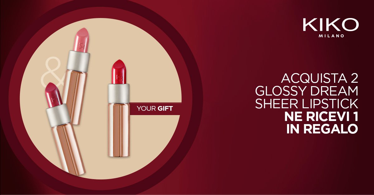 KikoMilanoIT's tweet photo. [PROMO #KikoHoliday Deal Lips] 🎁🎉 Se compri 2 rossetti Glossy Dream Sheer Lipstick in omaggio un 3° a tua scelta! 💄
https://t.co/P8jsSUTdF3 https://t.co/9oB7uKN8s3