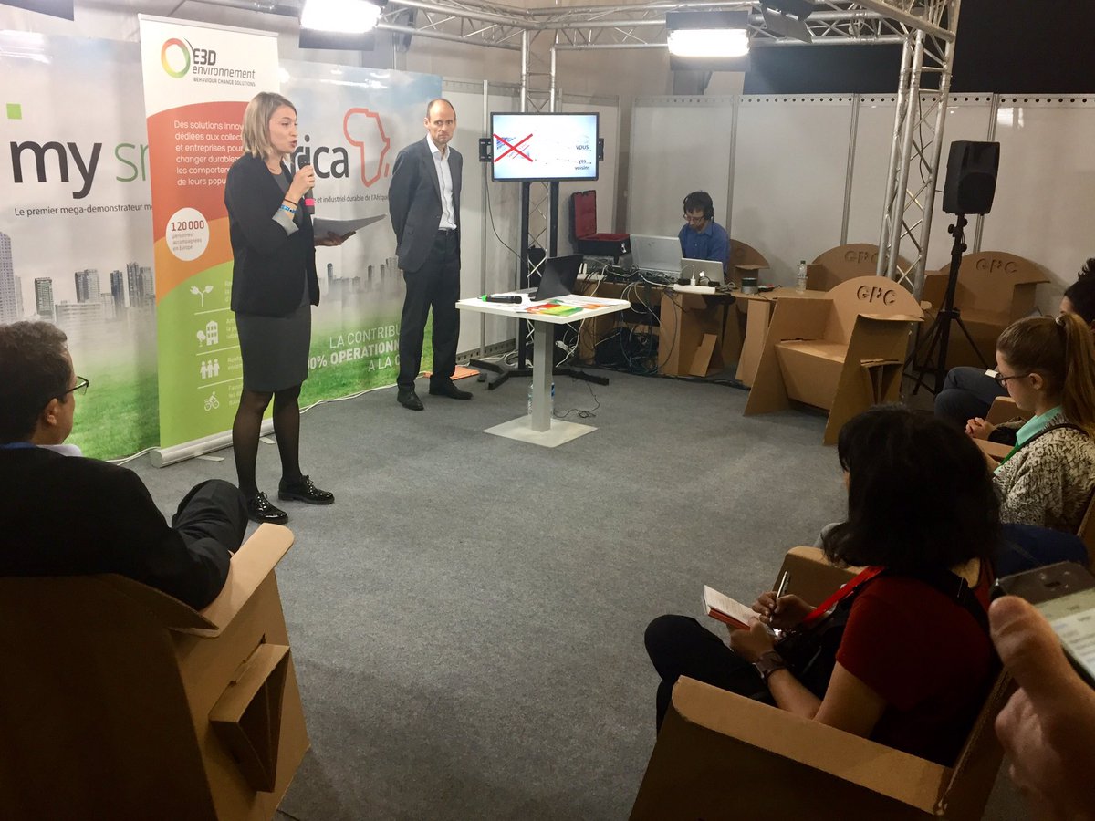 Ce matin à la #COP22 : conférence <a href="/E3DFrance/">E3D-Environnement</a> sur la responsabilisation des citoyens en faveur de l'adoption de gestes environnementaux