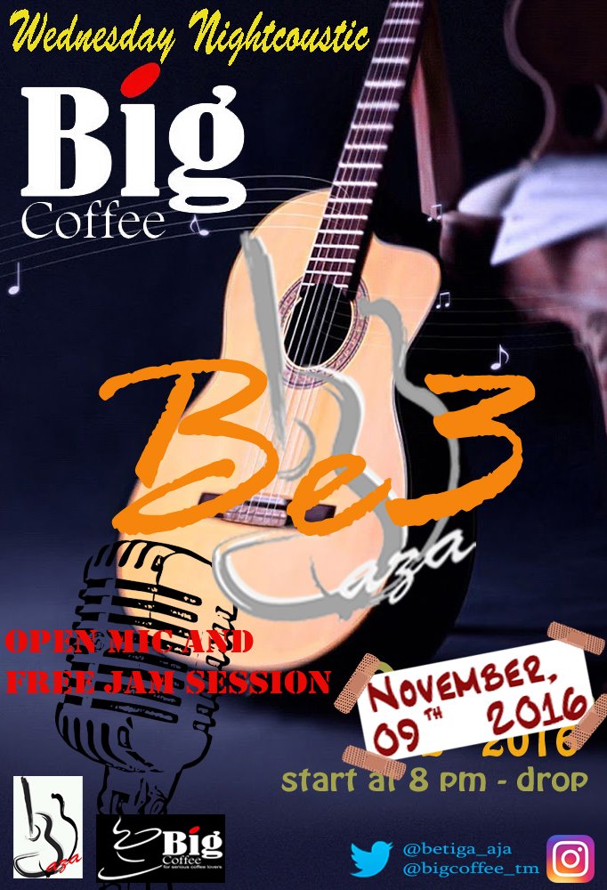 Jangan lupa malam ini kita yang akan berbagi nada <a href="/BigCoffee_TM/">Big Coffee</a> w/ <a href="/betiga_aja/">betiga_aja</a> at 20.00 pm till end #bigcoffee
#betigaaja
#wednesdayacoustic