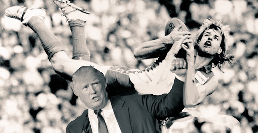 WarwickCapper39's tweet image. kicked a lazy 6 on @realDonaldTrump at waverley in 87 ! hows the size of that melon for a landing pad ? Capps is the real celeb apprentice !