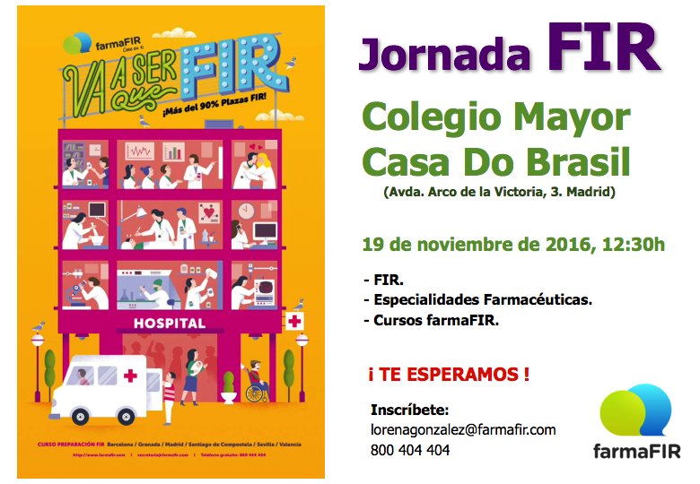 Jornada FIR: 19 de noviembre, 12:30h en Colegio Mayor Casa Do Brasil (Madrid) ¡Te Esperamos!
Inscríbete: 800404404