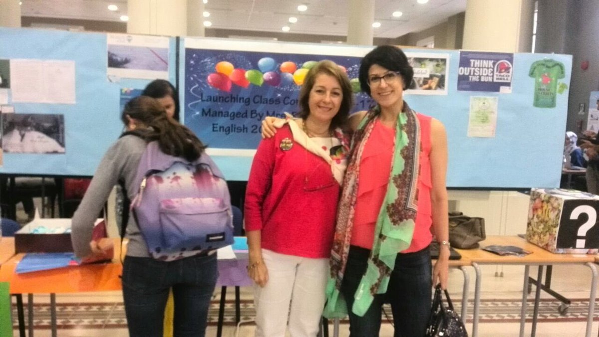 JessyAssy's tweet photo. Two awesome colleagues of mine @RimaIskandarani and @JasminaNajjar at the CSW @AUB_Writes #AUBWrites. Fun fact: Ms. Rima taught me Eng 203😍 https://t.co/PX8N6JxVLv