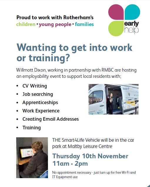 EarlyHelp Rotherham (@earlyhelproth) on Twitter photo First bit of news! <a href="/WillmottDixon/">Willmott Dixon</a> are holding an employability event in #Matlby, helping with CV writing, getting online & work experience 💻 First bit of news! <a href="/WillmottDixon/">Willmott Dixon</a> are holding an employability event in #Matlby, helping with CV writing, getting online & work experience 💻