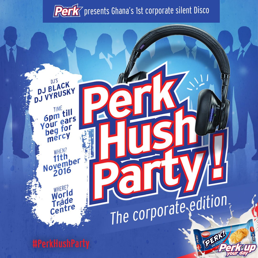 CowriesKumi's tweet image. Get ready 4 GH’s first Silent Disco where you dance to ur choice of DJ &amp;amp; level of volume. #PerkHushParty 🔥World Trade Centre Fri.11th 6pm