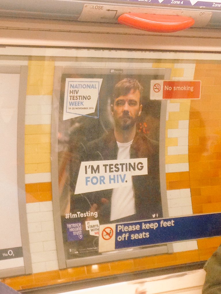 THTorguk's tweet image. Who else has spotted theses National #HIV Testing Week posters whilst out and about? Remember it starts 19 November #ImTesting #HIVtestweek