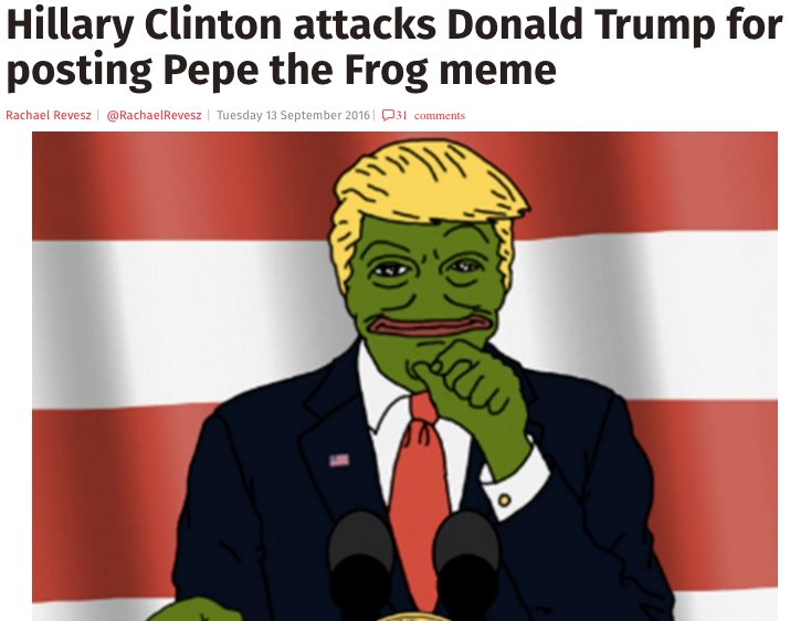 durov's tweet image. Lesson learned? Hillary shouldn't have messed with Pepe. Never infuriate the Green God, folks.