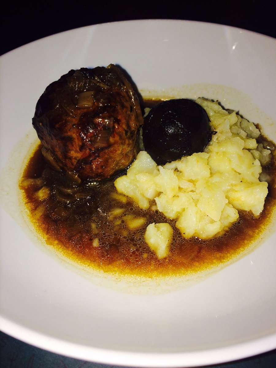 Perfect dreary weather comfort food. #faggot #venison #celeriac #pickledwalnut