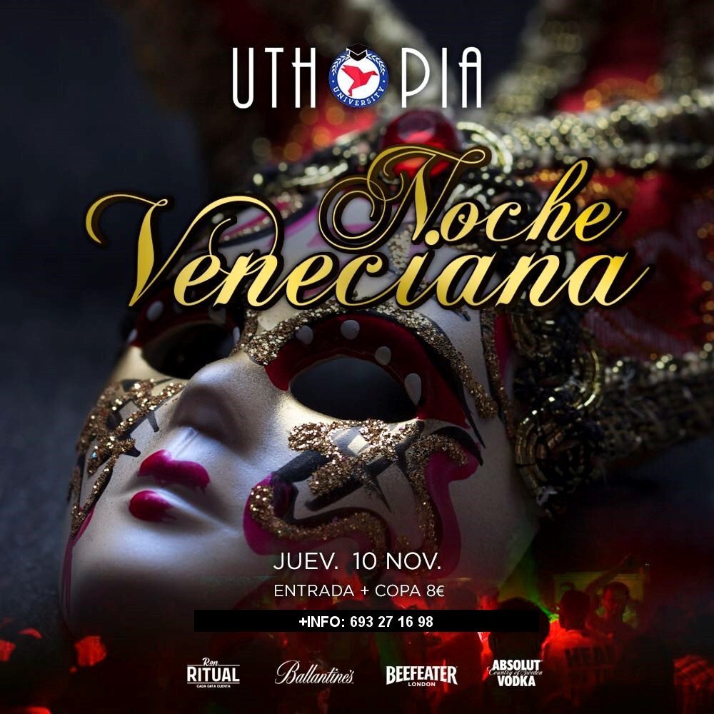 Ultimas entradas para la Fiesta Veneciana en Uthopía.
Entradas anticipadas 8€ con copas, en puerta 10€
Información y reserva en el 693271698