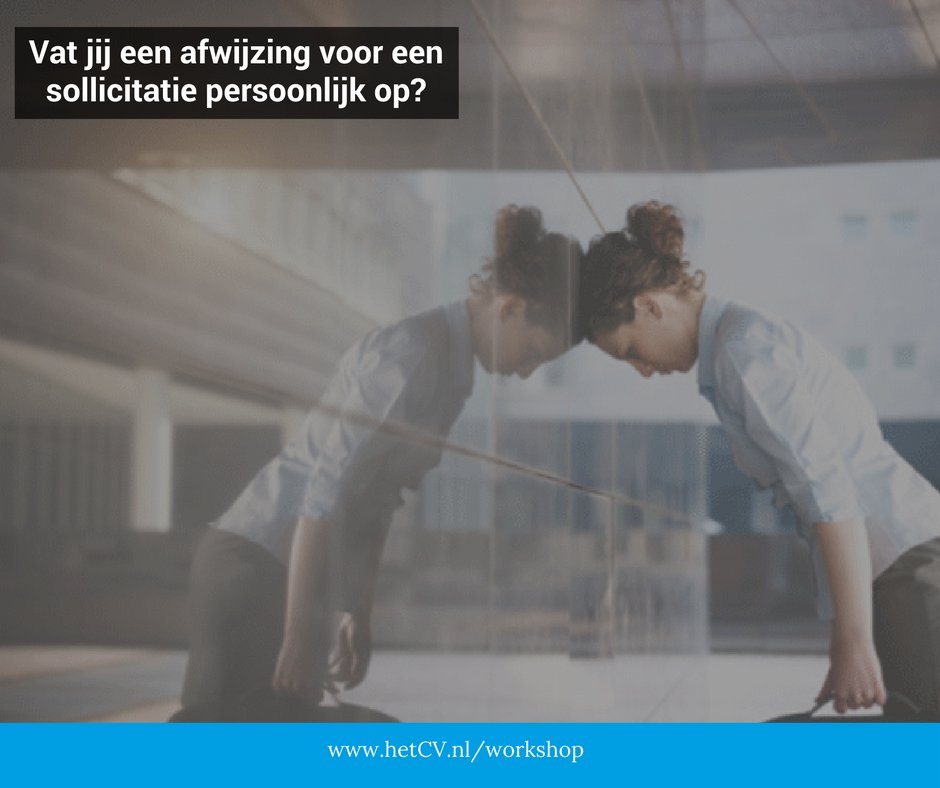 hetCV's tweet image. Een afwijzing moet je niet persoonlijk opvatten, maar kan je het beste snel bovenop komen. Daar heb je meer aan.  hetcv.nl/product/worksh…