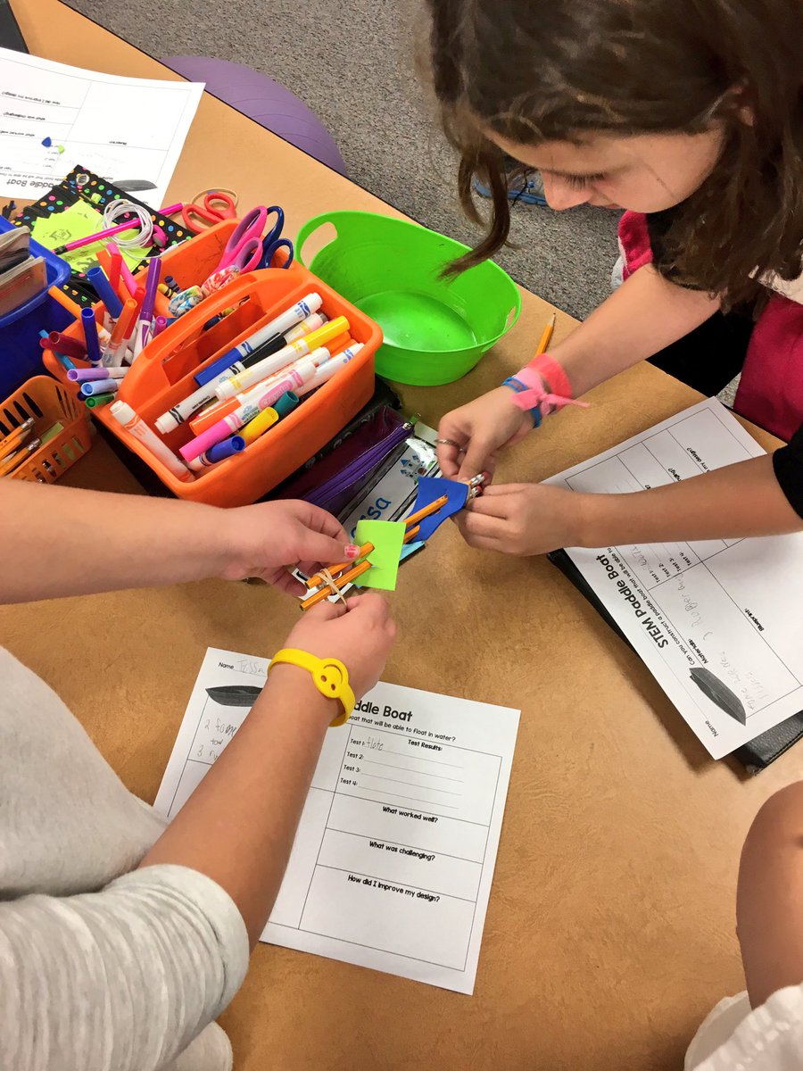 LambTeaches's tweet photo. Working together to create paddle boats that will float in water! #STEMweek #LVLions https://t.co/epStT2ZPiV
