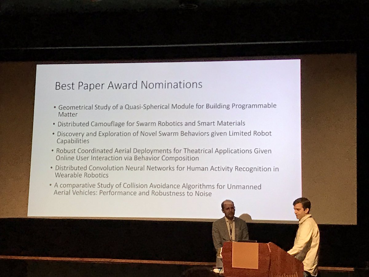 DARS2016's tweet photo. Best paper nominees and award #DARS16 https://t.co/MXjwVGWLYU