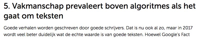 beeldentekst's tweet photo. 1/3 Voorspellingen over content in 2017: https://t.co/Tp21Kx1edY. Altijd leuk. Ik citeer even: ‘Goede verhalen worden geschreven door goede https://t.co/UIvNnU5ASJ