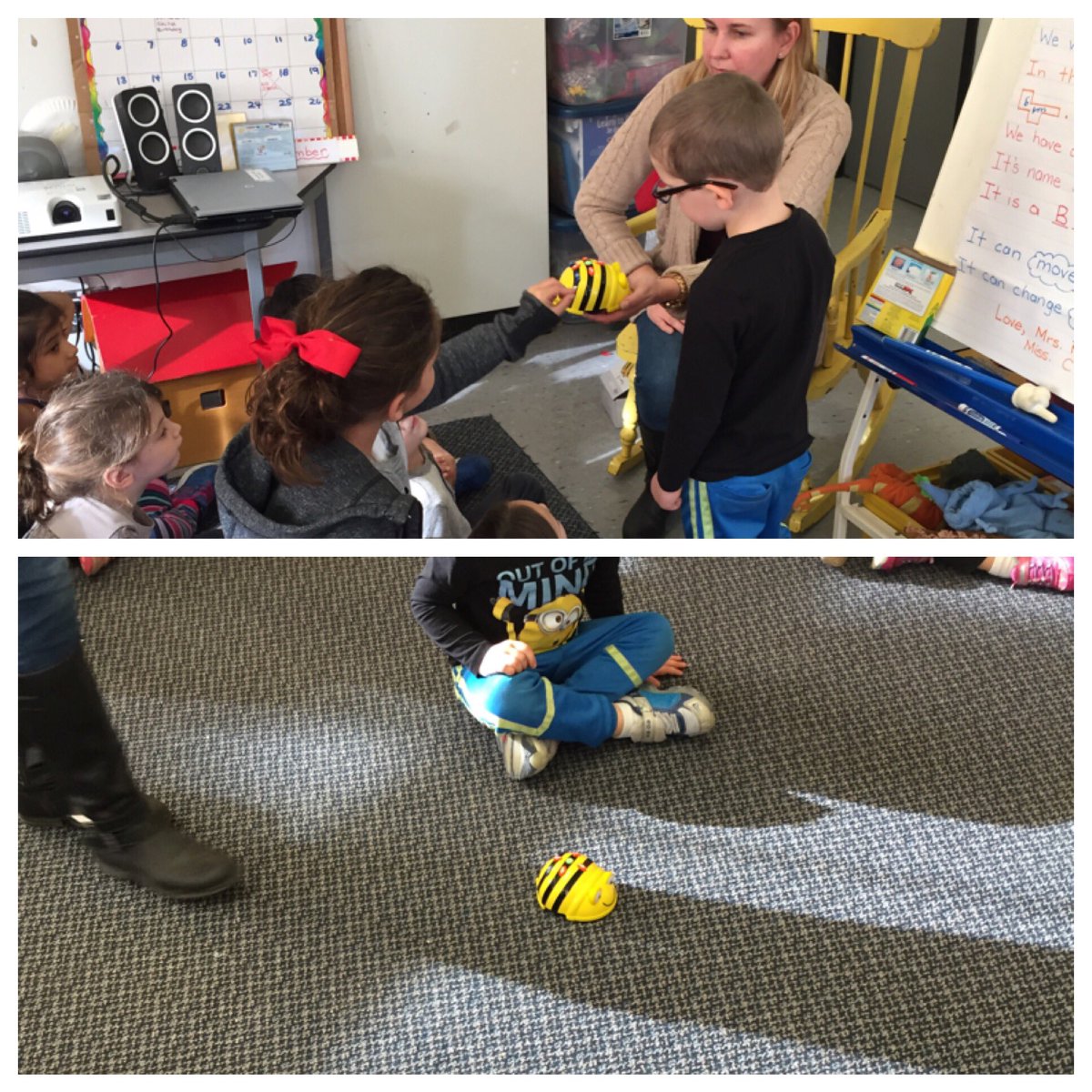 kindieroomthree's tweet image. We had a special visitor today! #beebot #introtocoding #makethingsgo