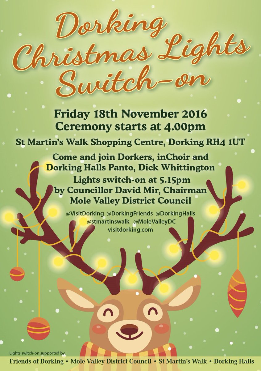 Don't miss this year's #Dorking #Christmas #Lights Switch-On from 4pm onwards on Friday 18th November! 🎄😃