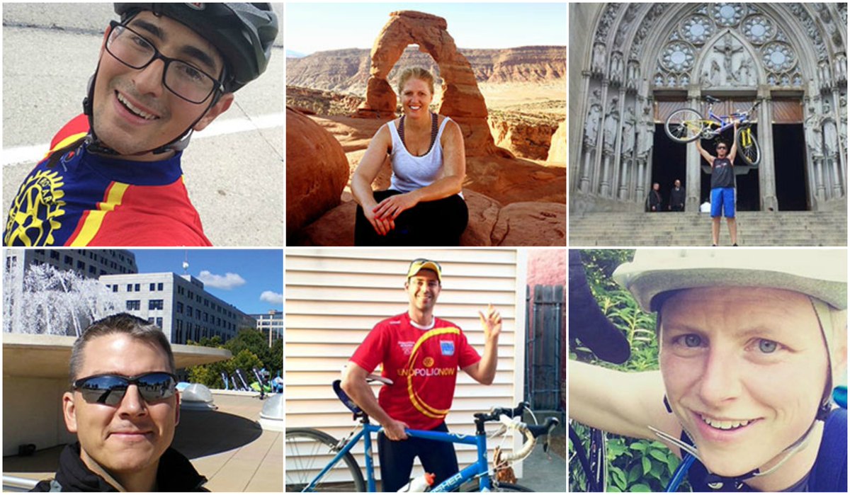 Rotary's tweet image. Meet the team that is riding 104 miles to support our work to #endpolio. on.rotary.org/2dZOXHb