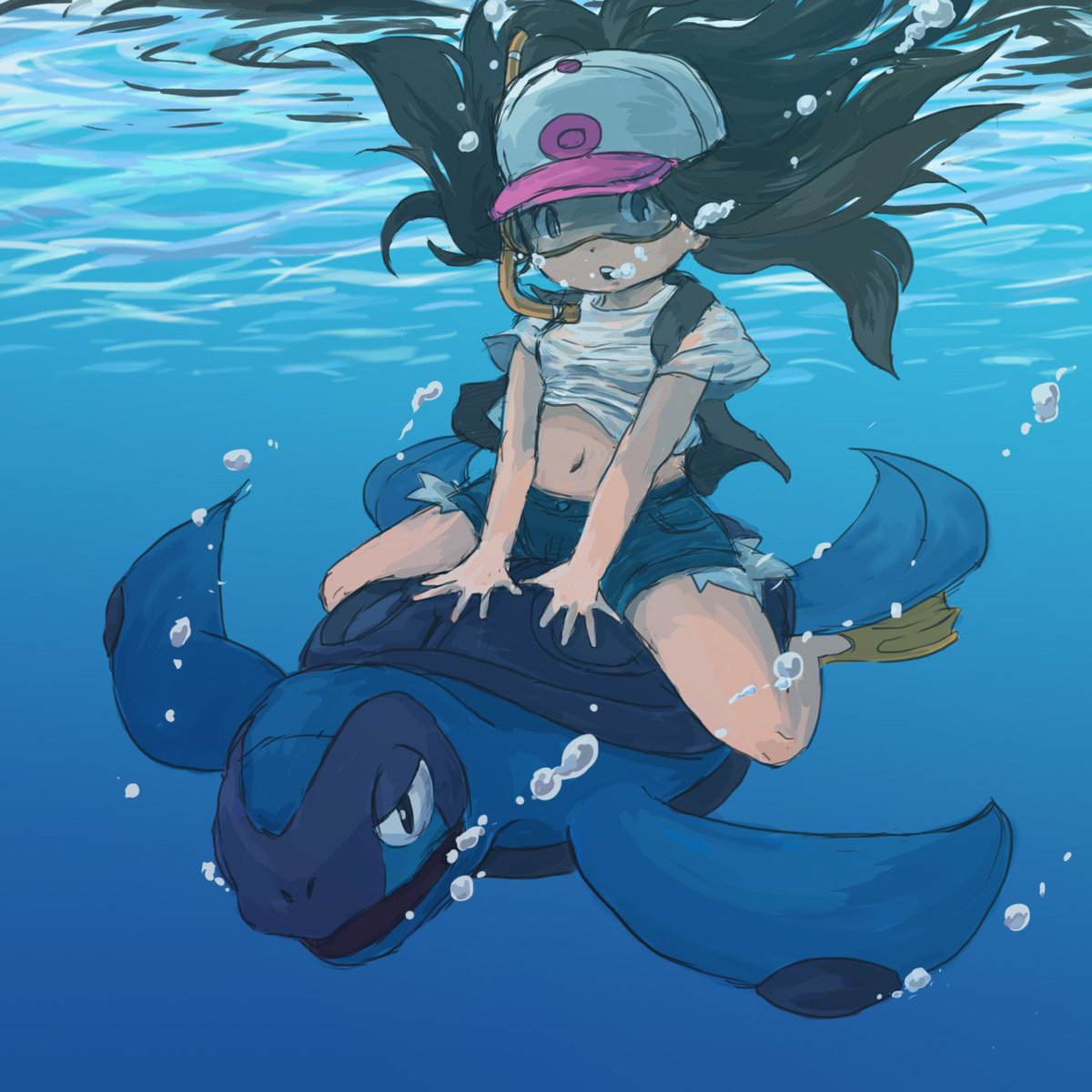 着衣の水中絵、過去に描いたものならこんな感じのがありますね。 