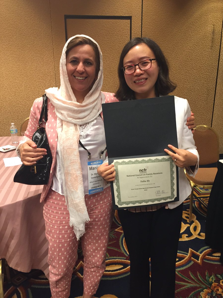 TFI's Madigan Fellow, Dr. Yaliu He, has recently been awarded Best Student Paper of the family therapy section at #ncfr16. Congrats Yaliu!
