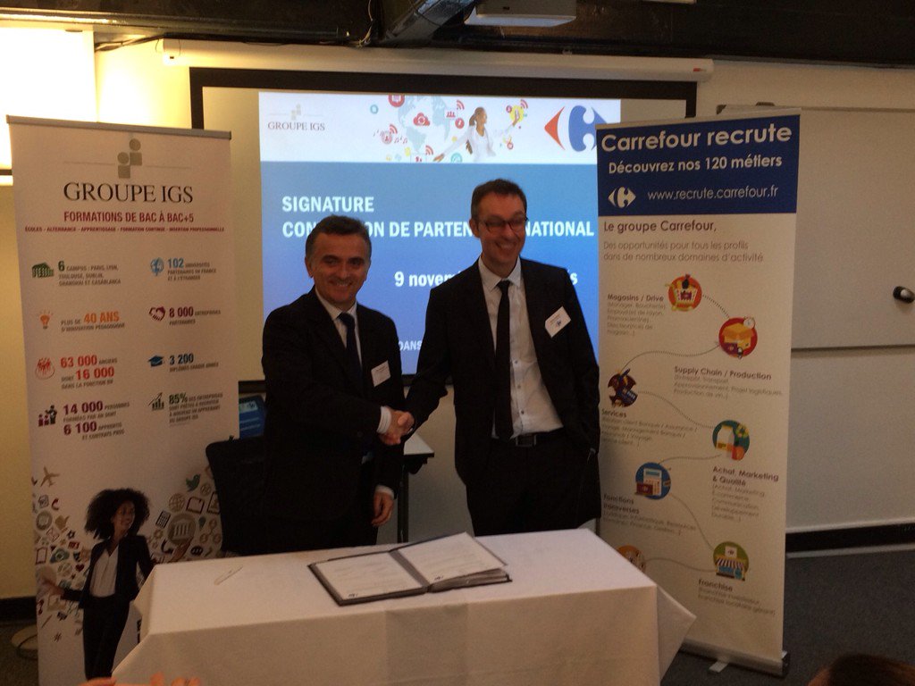 9/11/16 : #signature d'une #convention de #partenariat entre <a href="/CarrefourFrance/">Carrefour</a> et le @GroupeIGS