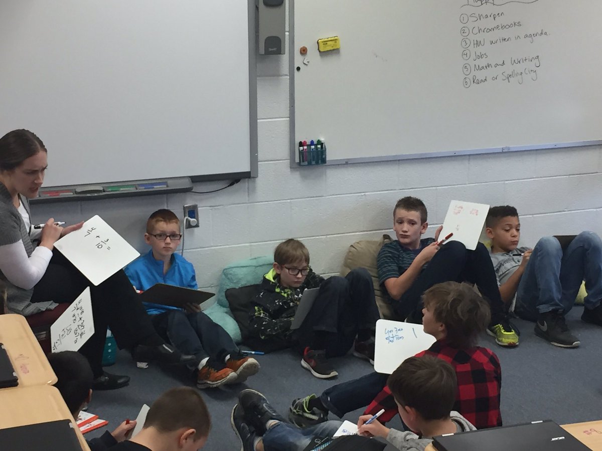 MrBrianMeister's tweet photo. RTI Math time in 5th grade. 5 groups w/ 5 different access points to learning and applying fraction skills. #BBees #differentiationatwork https://t.co/1XqsUgM7x4