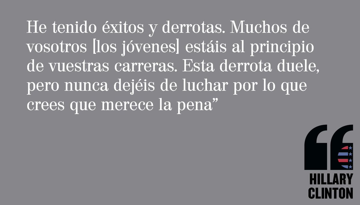 elmundoes's tweet photo. Clinton envía un mensaje para los jóvenes: "Nunca dejes de luchar por lo que crees que merece la pena". https://t.co/V3IzsMXPX0