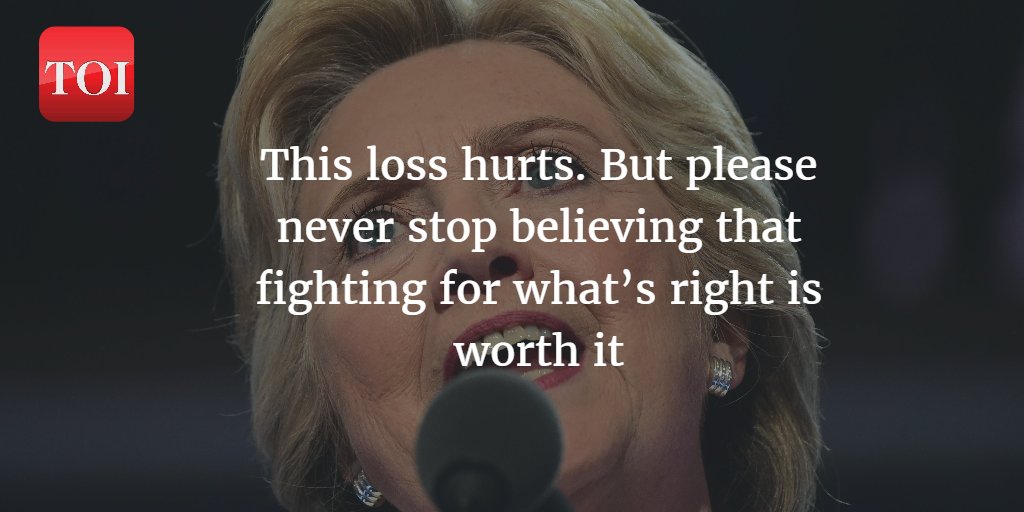 timesofindia's tweet photo. .@HillaryClinton during her #Election2016 concession speech from New York https://t.co/QEfIpKUU8X