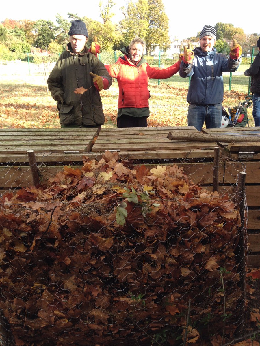 GG_Whitehall's tweet photo. #Autumn is in full swing!! As are the #volunteers, busily creating dead hedges &amp; DIY leaf compost bins! #GreenGym @TCVtweets @intuBromley https://t.co/QqJAkp7ZEp