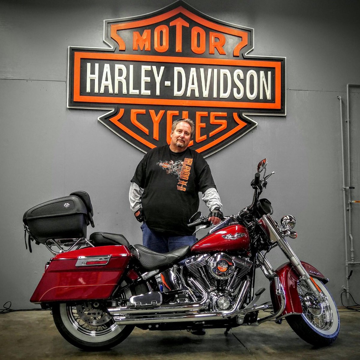 TriCountyHarley's tweet photo. Congratulations to Dale Crowe on the purchase of his new FLSTN! Please help us in welcoming Dale to the Royal family! #queencity #flstn https://t.co/uXWKRhnycU