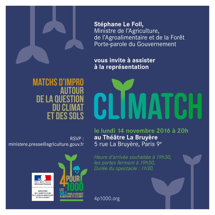AgroParisTech's tweet photo. Les #étudiants @AgroParisTech sur les planches pour #CLIMATCH avec @Min_Agriculture https://t.co/7WvaCcOJcV Le 14/11/16 à @TheatrLaBruyere https://t.co/RlbekkdHyg