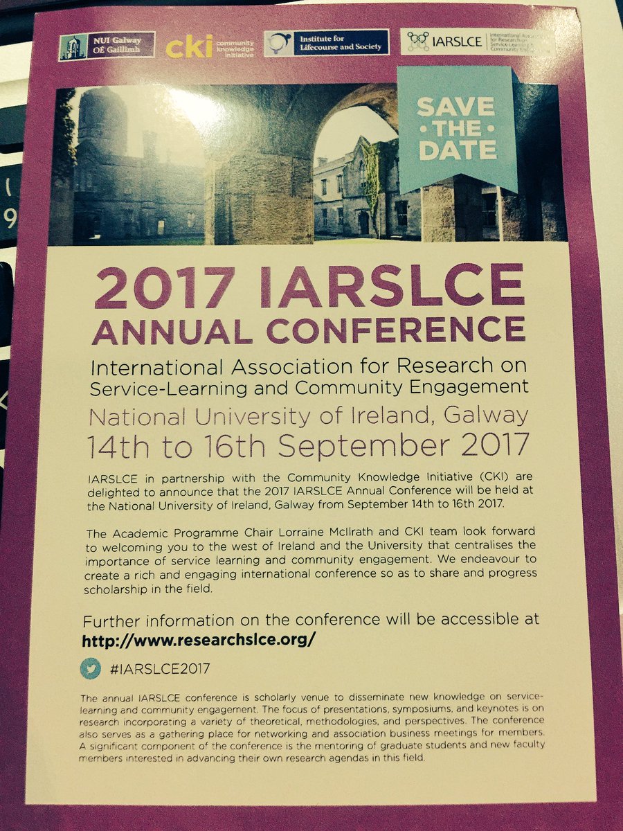 lorrainetansey's tweet photo. Hope you have picked up one of our Conference flyers! #IAVE2016MX @IARSLCE @nuigalway @CKIatNUIG #SaveTheDate https://t.co/TKDJ3CiGId