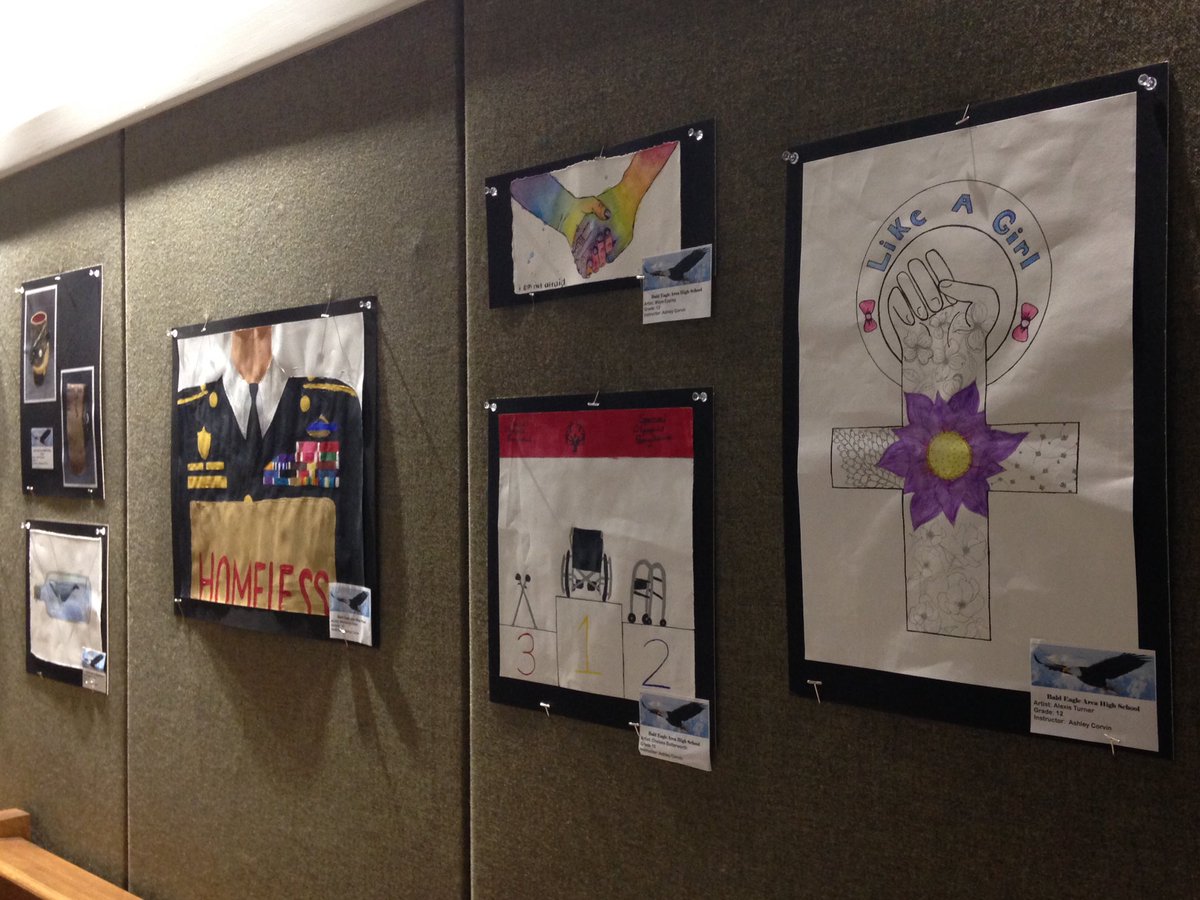 PADeptofEd's tweet photo. There is always impressive student artwork at PDE, here is a sample of the art outside the #StateBoardOfEd mtg today https://t.co/sXYNM9o3ql