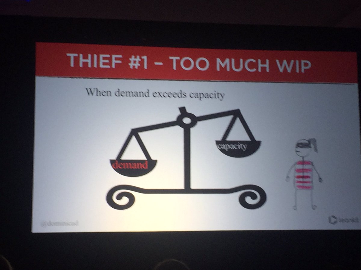 AgileExplorer's tweet photo. Five time thieves: unplanned and neglected work, dependencies, conflicting priorities, too much WIP @dominicad @DOESsummit #DOES16 @LeanKit https://t.co/YdQVfAeDK5