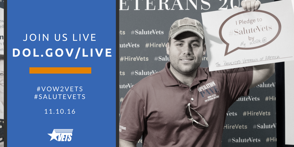 VETS_DOL's tweet photo. Want to attend @USDOL's #SaluteVets ceremony and hear from @MikeHMichaud and @ChrisLu44? RSVP here: https://t.co/9REfa0AZSH https://t.co/mbOr8trTxr