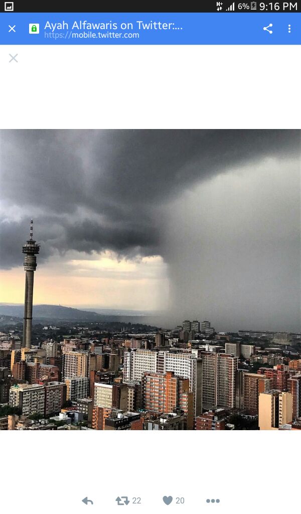 VeeVringane's tweet photo. Johannesburg under water. Check family and friends. https://t.co/cLy0c8Tj7Q