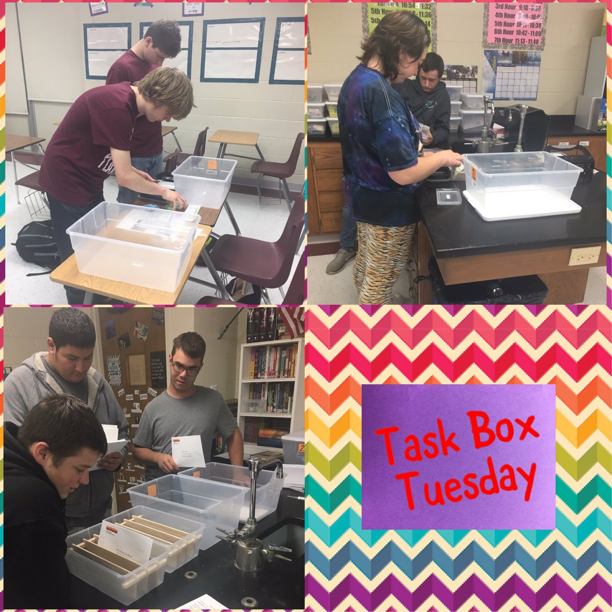 MrsUffelmann's tweet image. I forgot to share yesterday! It was &quot;Task Box Tuesday&quot; in Work Study class! #redbudhs #redbud132 #taskboxes