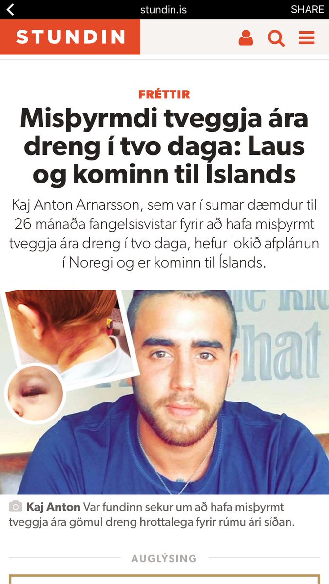 Skipting til Íslands;

Lítill drengur í blóma lífsins (út)

Dæmdur barna hrotti (inn)

Þvílíka bullið...