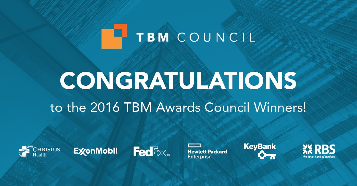 TBMCouncil's tweet photo. Congratulations to the 2016 TBM Council Award Winners! https://t.co/xfrPvNrFza #tbmc16 #tbmawards https://t.co/xlhb13z7HK