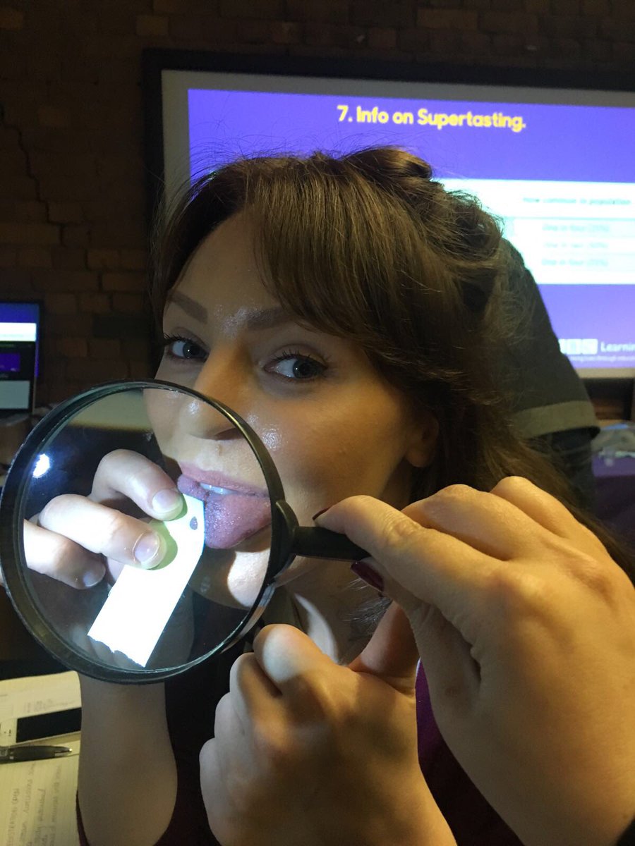 MissThomasonY6's tweet photo. Am I a non-taster, taster or SUPERtaster!? Getting my tastebuds tingling today with @UoMSEERIH and @BBCLearning #bbclivelessons #wwwdot https://t.co/PRjFpKF1zH
