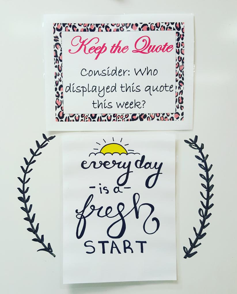 aldridgesclass's tweet photo. My new favorite classroom addition. Who will get to #keepthequote this week? #salemproud https://t.co/iFHaOHlHJD
