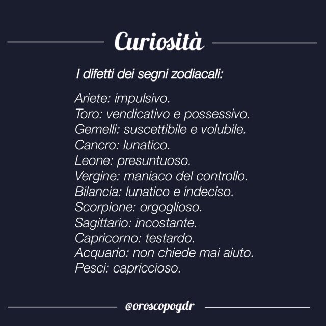 oroscopogdr's tweet photo. I difetti dei segni. https://t.co/peoRu1hMI4
