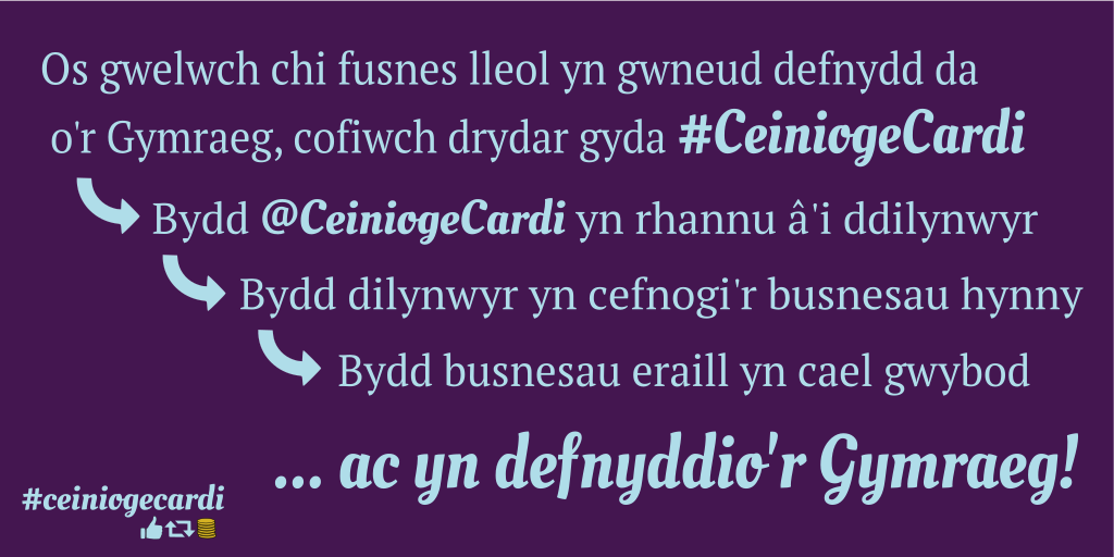 Dyma sut mae #CeiniogeCardi yn gweithio ... Canmol >>> Rhannu >>> Cefnogi >>> Ysgogi! #yagym (2/2)