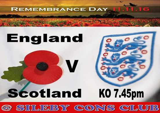 SilebyConsClub's tweet photo. Respect to England and Scotland for their support of the poppy #midlandshour #poppy #poppygate #remembranceday #engsco https://t.co/q1i2uOZuCQ