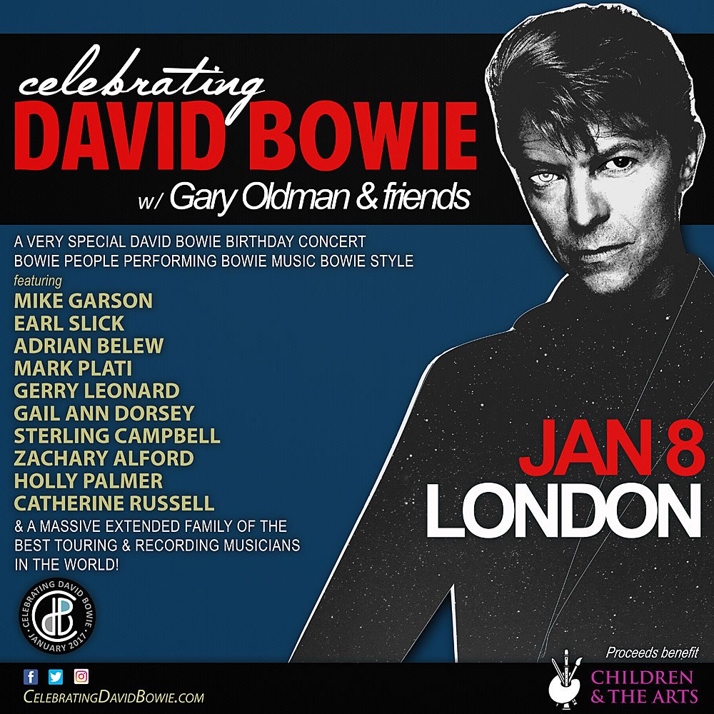 CDB - GARY OLDMAN &amp; FRIENDS LONDON SHOW
January 8th would have been David’s 70th. Stay tuned for venue details
#CelebratingDavidBowie  #CDB