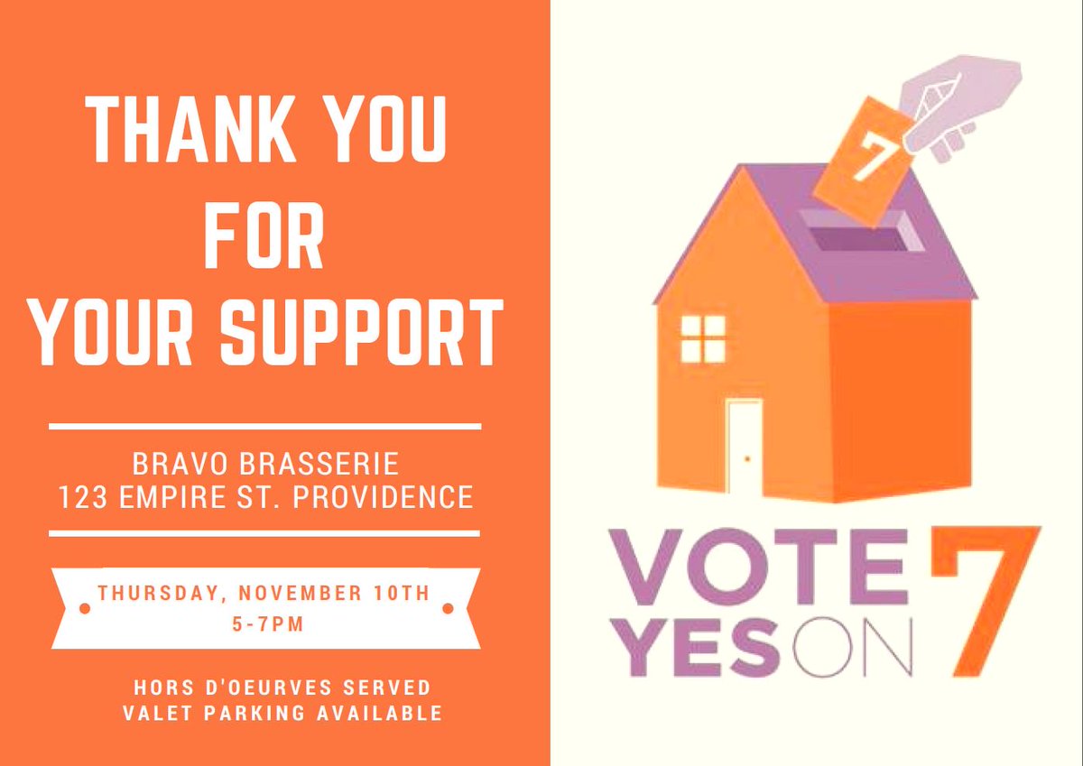 liveunitedri's tweet photo. Thank you, RI, for voting to approve Question 7! Please join us tomorrow night at Bravo Brasserie. #YesOn7 #ForRI https://t.co/zJdpcQp4Vf https://t.co/TjOlkUJ49G