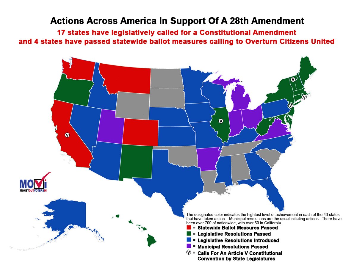 YesCAProp59's tweet image. Here is our new map for a 28th Amendment! Thank you California #YESon59  and Washington #YESon735 !  WHICH STATE IS NEXT?